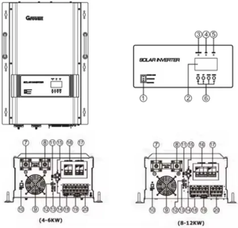 2023 Hot Sale Growatt SPF 12000T DVM(WIFI-F) Off Grid Inverter Solar Solar Inverter Hybrid Inverter