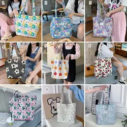 Borse di tela da donna borsa a tracolla floreale borsa per la spesa stampata di grande capacità borsa aperta Casual di moda femminile