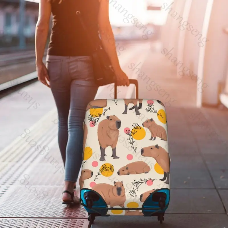 

Cartoon capybara print Travel suitcase protective case, suitcase cover, elastic protection, washable Luggage cover, 18-32 in