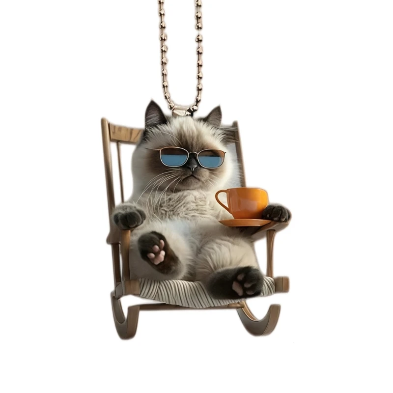 Playful Feline Themed Hanging Ornament Miniature Cats Acrylic Charm Suitable for Automobiles Bags & Room Decors