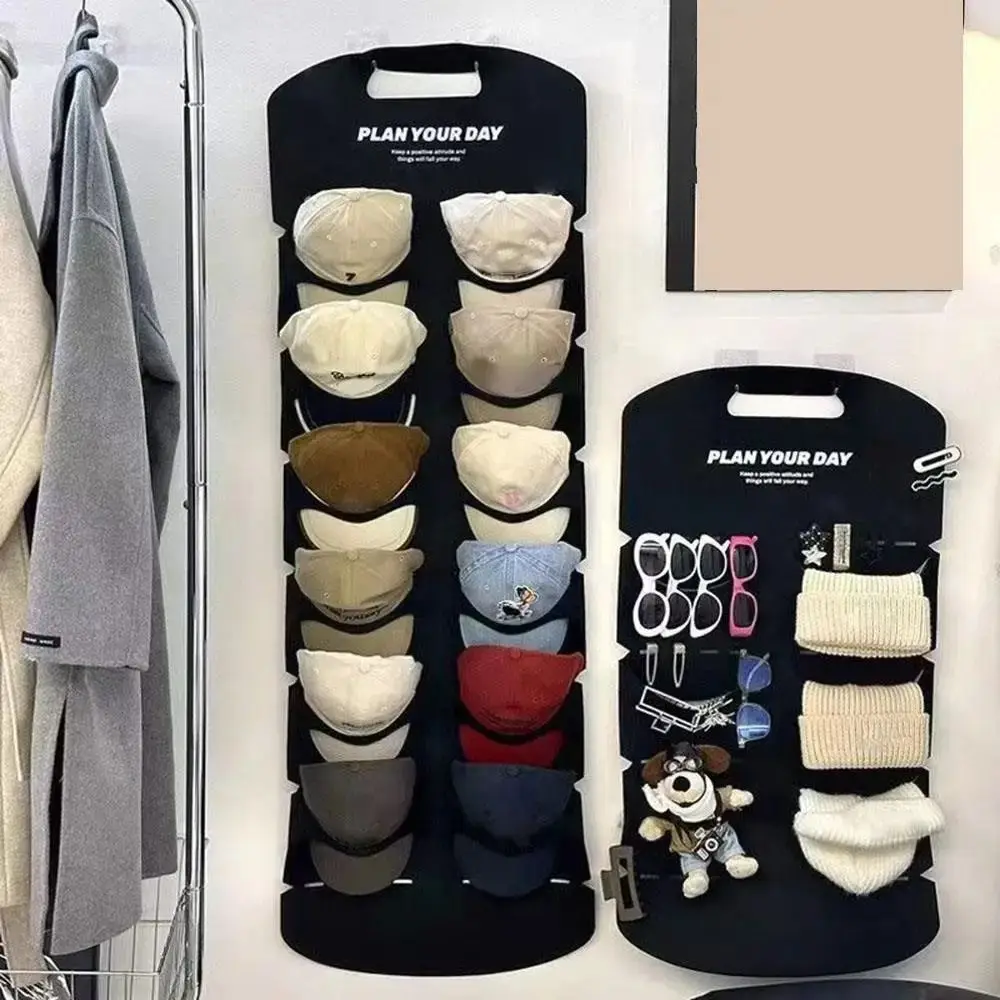 

Felt Baseball Cap Storage Hanging Bag Visible 6/12 Pockets Hat Display Rack Foldable Wall Mounted Hat Organizer Household