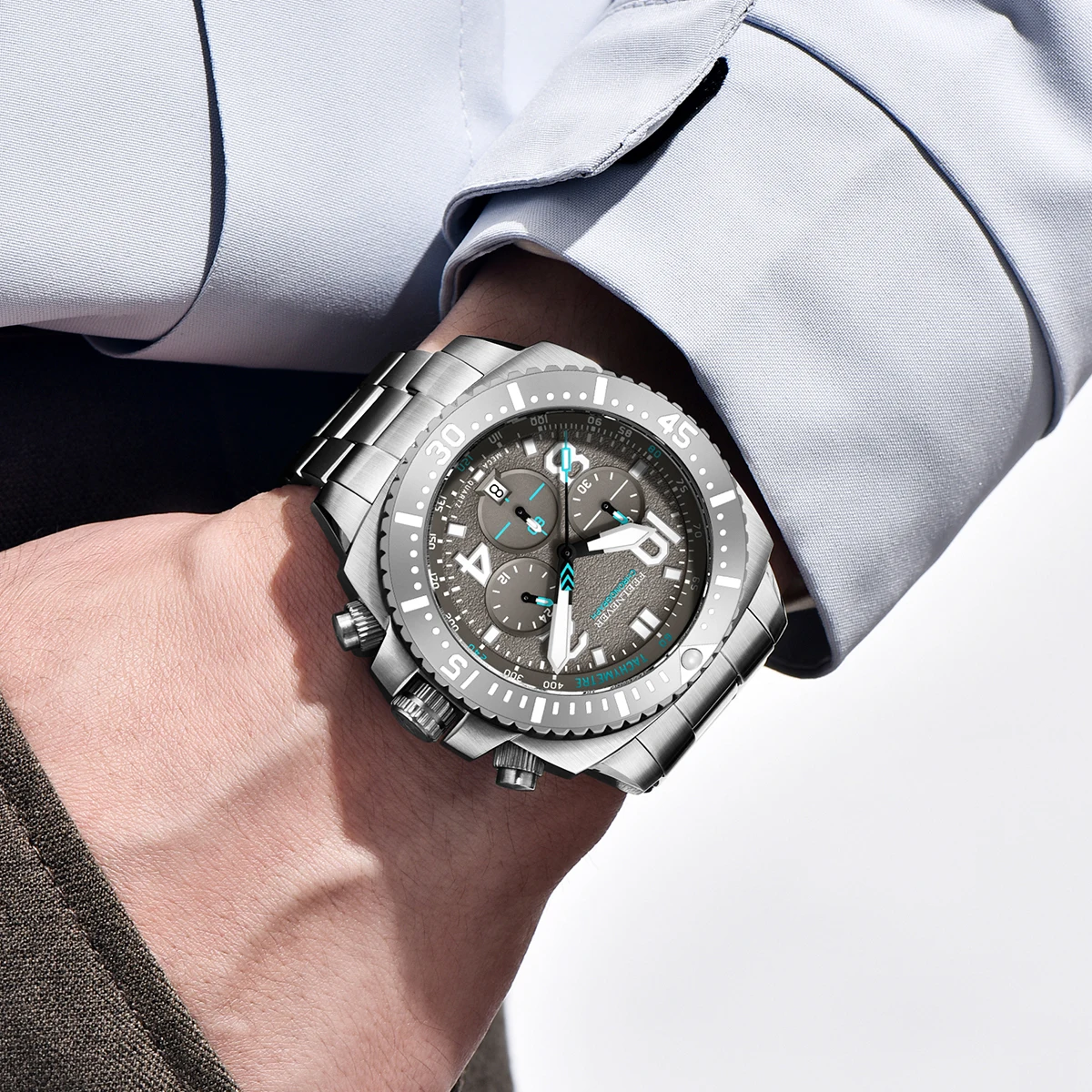FeelNever Quartz Automatic Watch TMIVD53 Movement 316 Stainless Sapphire Crystal Watches Men 100M Waterproof Clock Reloj Hombre view 5