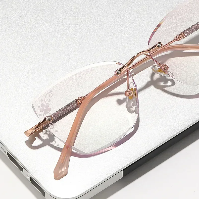Fashionable Cat Eye Reading Glasses Luxury Diamond Square Far Sight Eyeglasses Men Women Retro Anti-blue Presbyopia 0 To +4.0