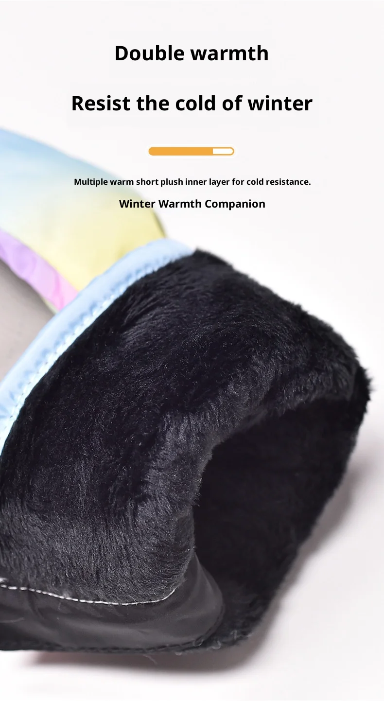 ถุงมือสกี ถุงมือกำมะหยี่หนาสำหรับฤดูหนาว ถุงมือกันลมและกันความเย็นในฤดูใบไม้ร่วง มีซิปด้านข้าง ถุงมือน่ารักสำหรับขี่ม้า