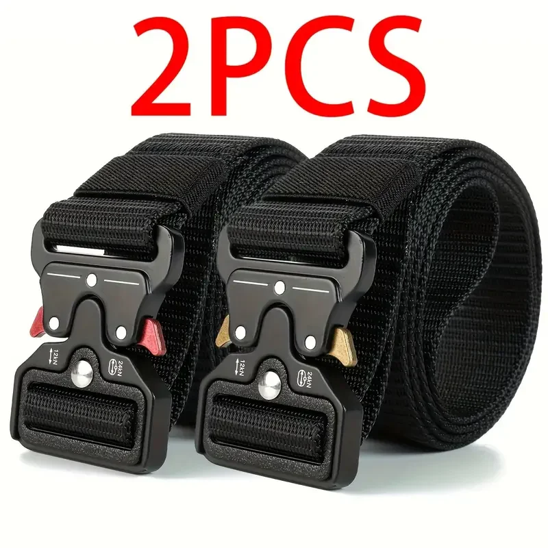 2pcs Versatile Men's Tactical Belts - Durable, Adjustable Design - for Outdoor Hunting & Sports Enthusiasts