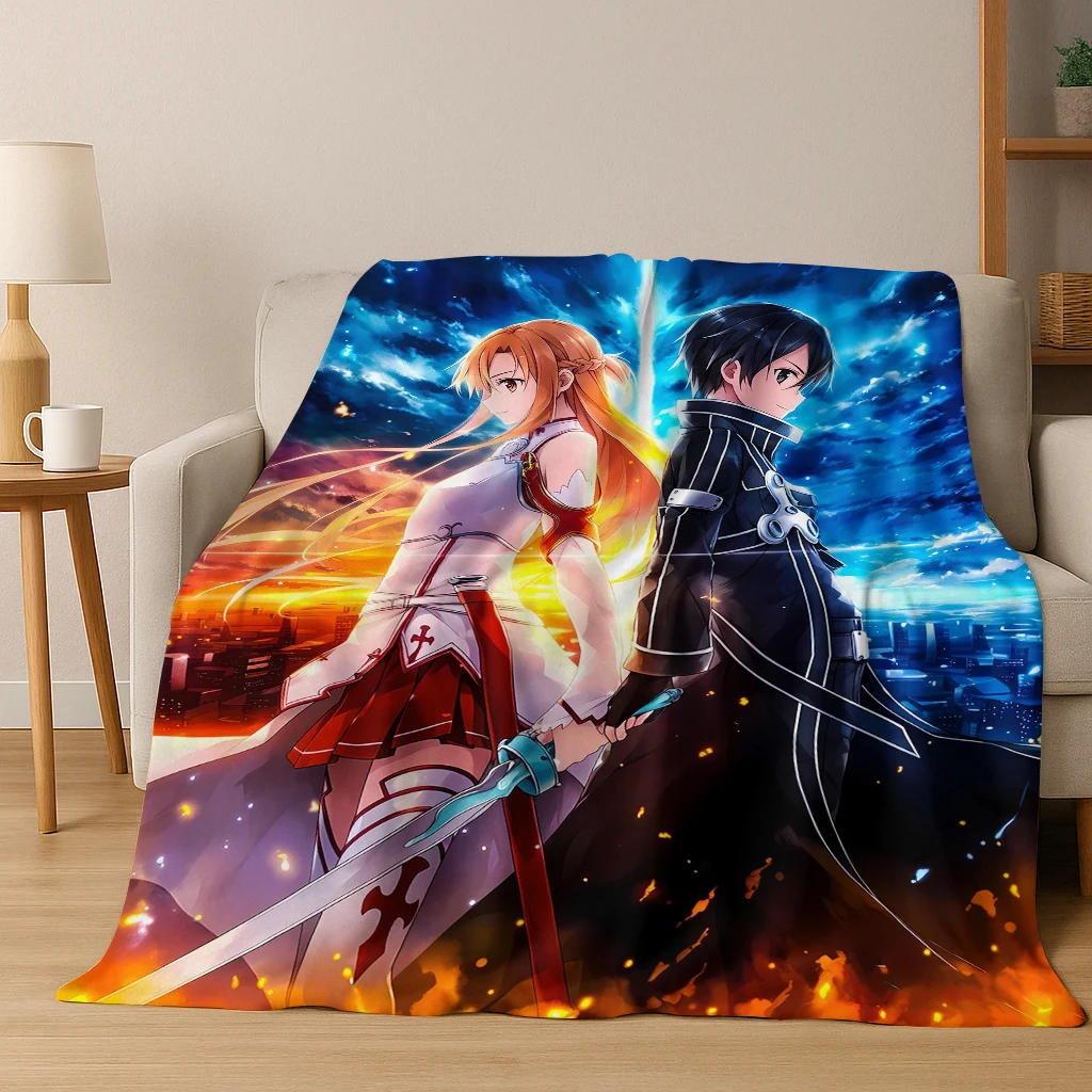 

Anime SAO Sword Art Online Cartoon 3D Flannel Blanket,Cozy Soft Throw Blanket for Home Bedroom Bed Sofa Picnic Cover Gift Kids