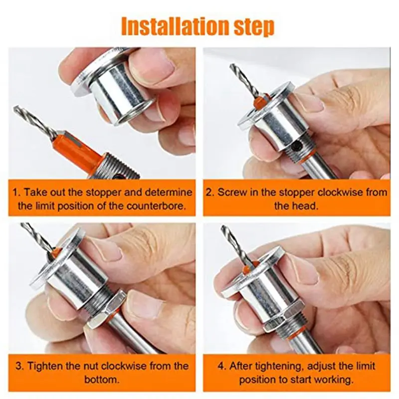 【Clearance Sale】2 Pack 8mm Metal Countersink with Depth Stop, Metal Drilling Wood Drill Bits for Woodworking, Plastic, Drilling