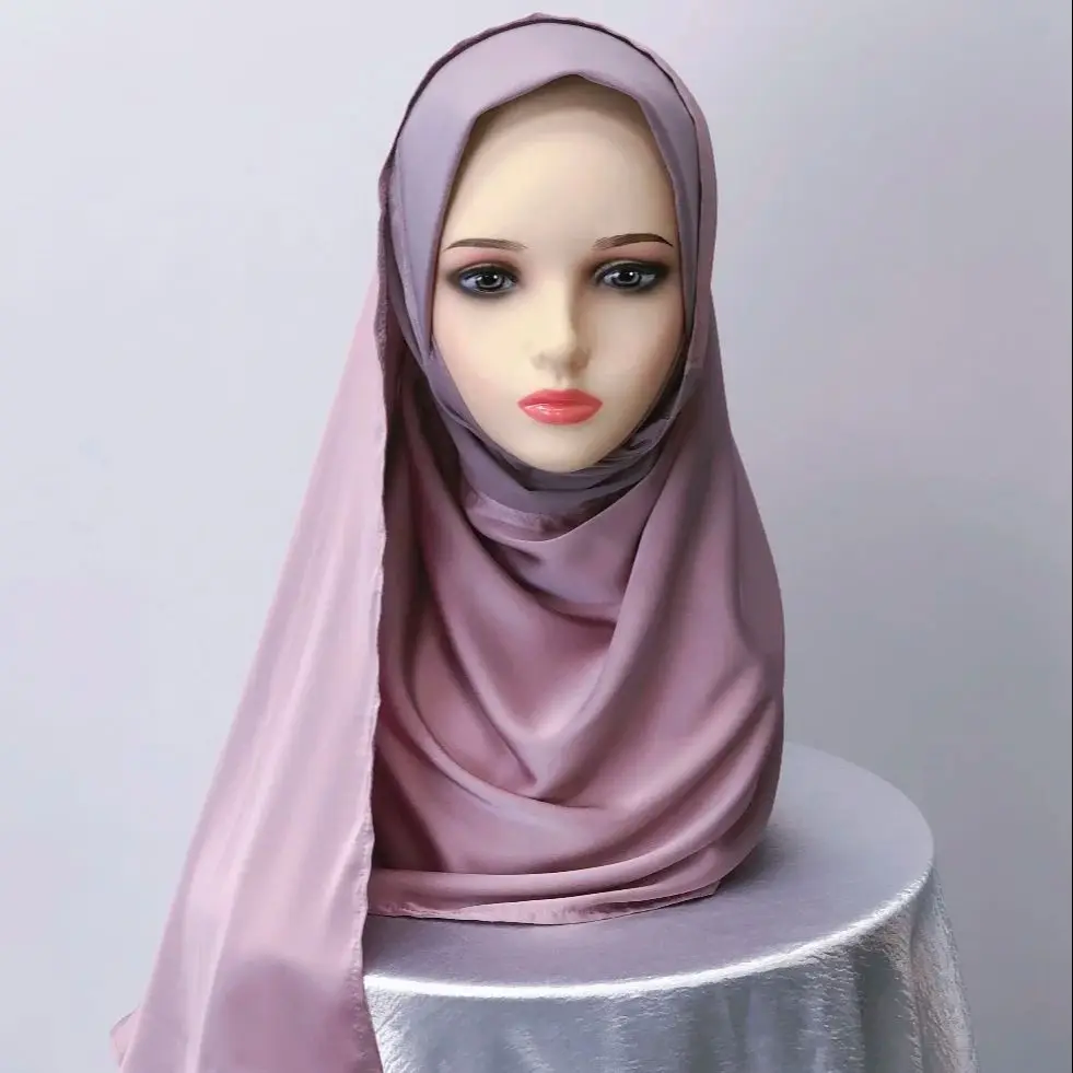 2024 summer new solid color Muslim headscarf crystal linen soft brim satin women pullover scarf fashionable and comfortable