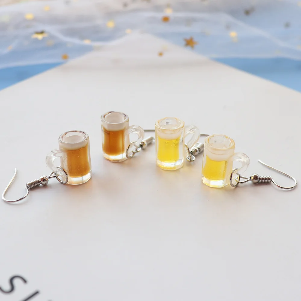 Ovxxons 1 Pair Simple Simulation Bottle Fashion Earrings Beer Mug Ear Hook Earrings Jewelry