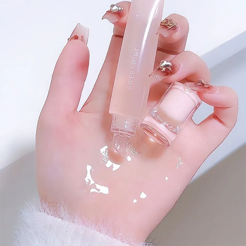 Jelly Plumping Lip Gloss Long Lasting idratante trasparente Lip Oil Water Light Mirror Glitter Liquid Lip trucco coreano