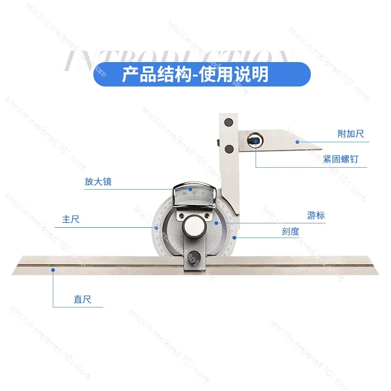 0-360 degree universal angle ruler, protractor angle ruler angle meter measuring tool machining woodworking