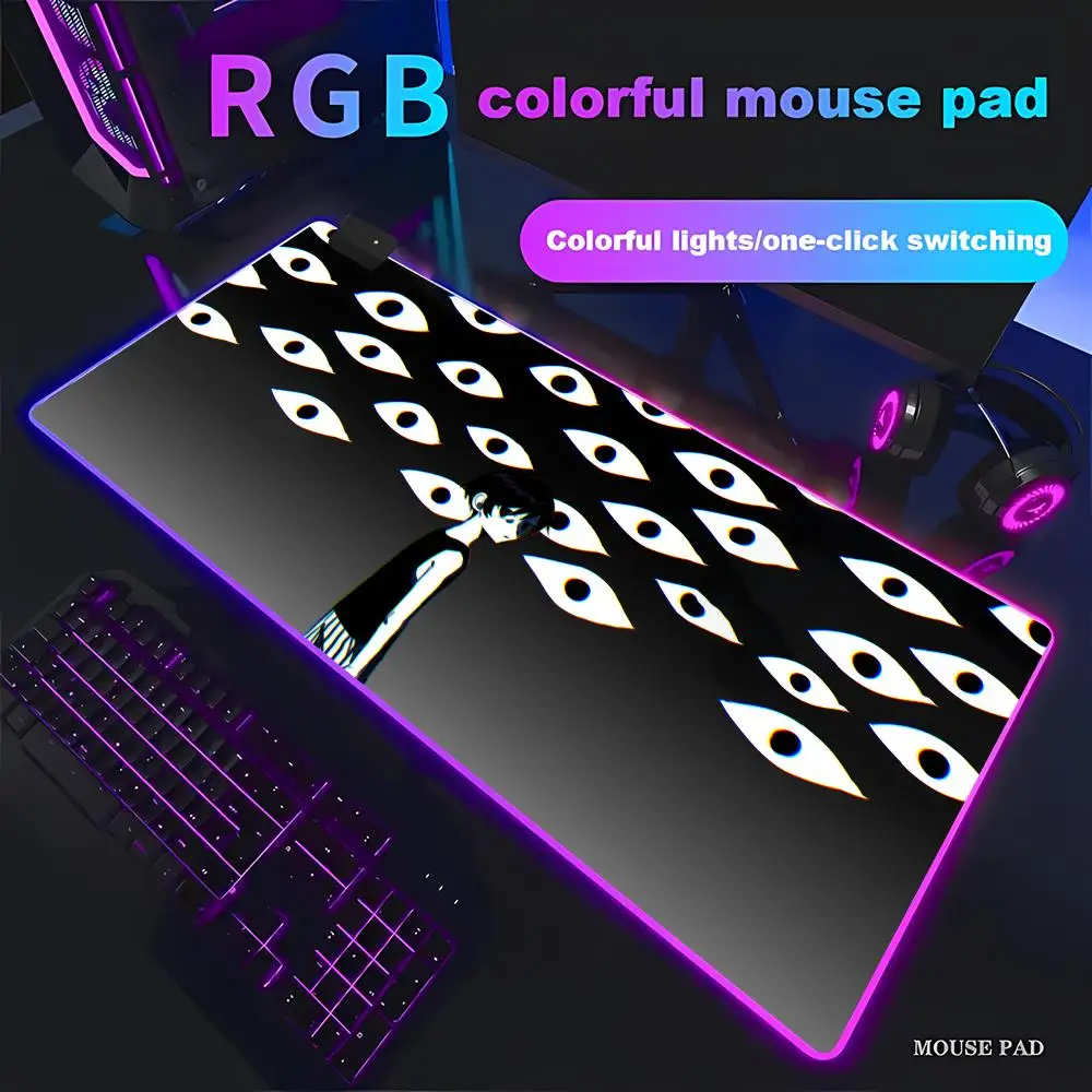 

HYBXAXC Kawai Anime Omori Mouse Pad RGB Gaming Mouse Pad HD Gamer Large LED Light XXL PC Computer Non-slip