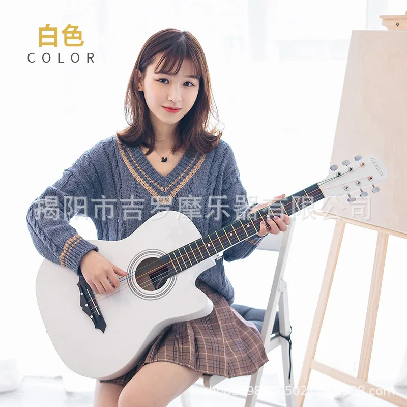 38 Inch 10 Color Acoustic Guitar Female Male Novice Beginner Practice Student Guitar