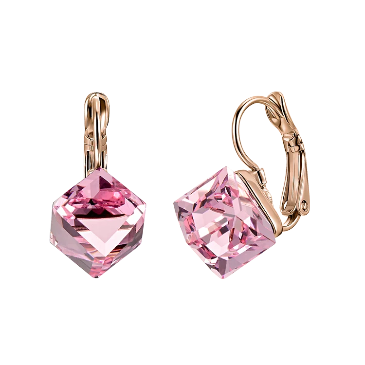 Daisini Cube Crystal Leverback Drop Earrings for Women, Embellished with Swarovski Crystals, Elegant Dangle Jewelry Gift