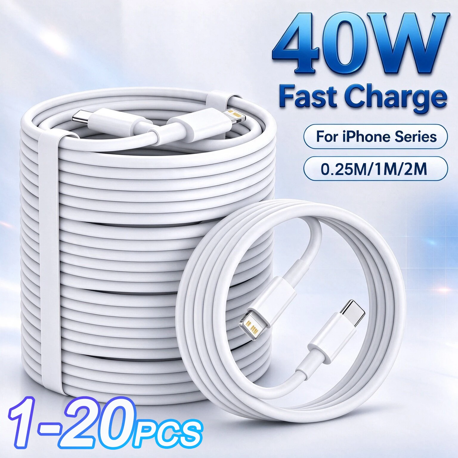 1-20PCS PD 40W For APPLE Fast Charging Cable For iPhone 14 13 12 11 Pro Max XS XR 8 Plus Quick Charge Cable Charger Accessories