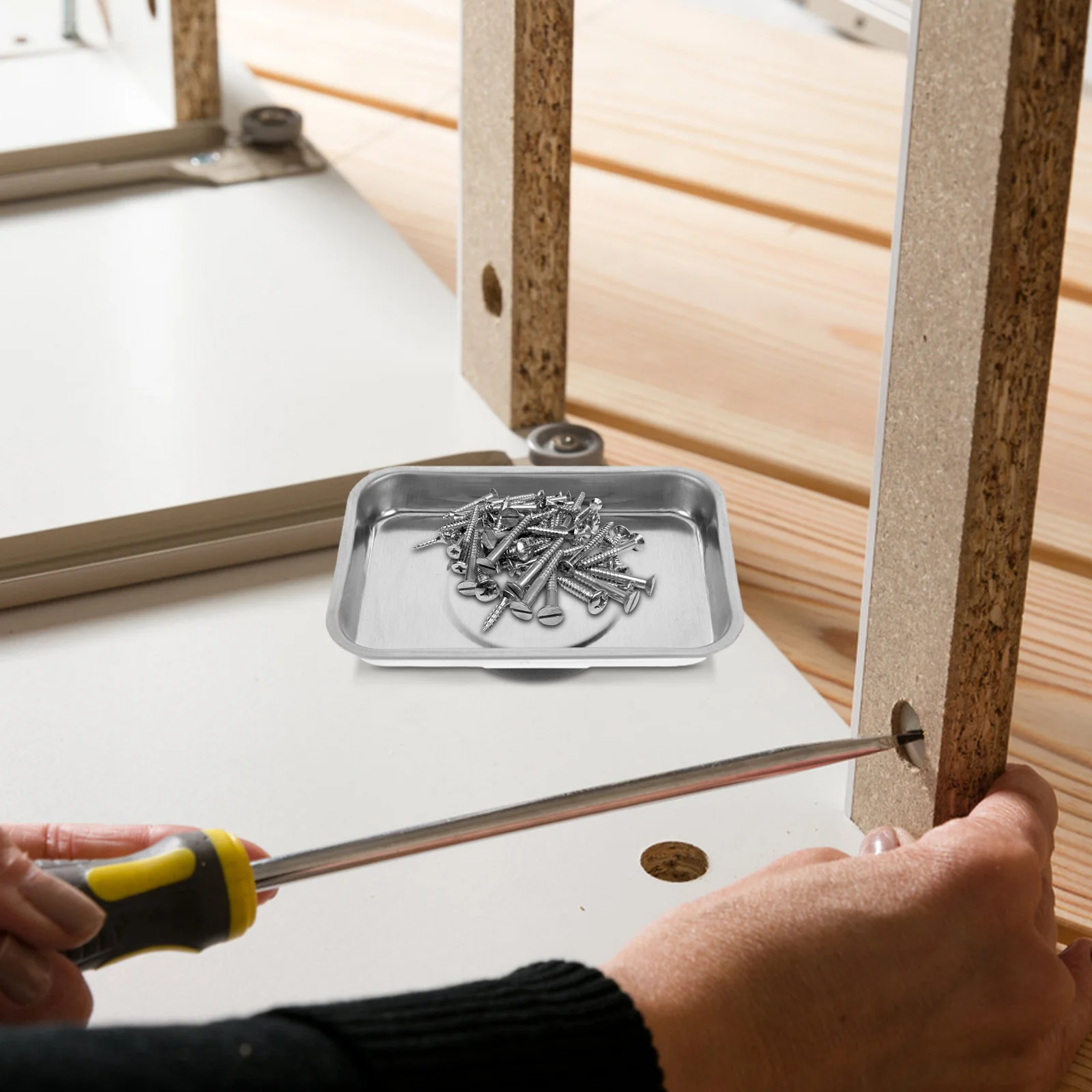 2 stuks magnetische opbergbak roestvrijstalen magnetische onderdelenbak voor monteur kleine onderdelen organisator werkplaatsaccessoires