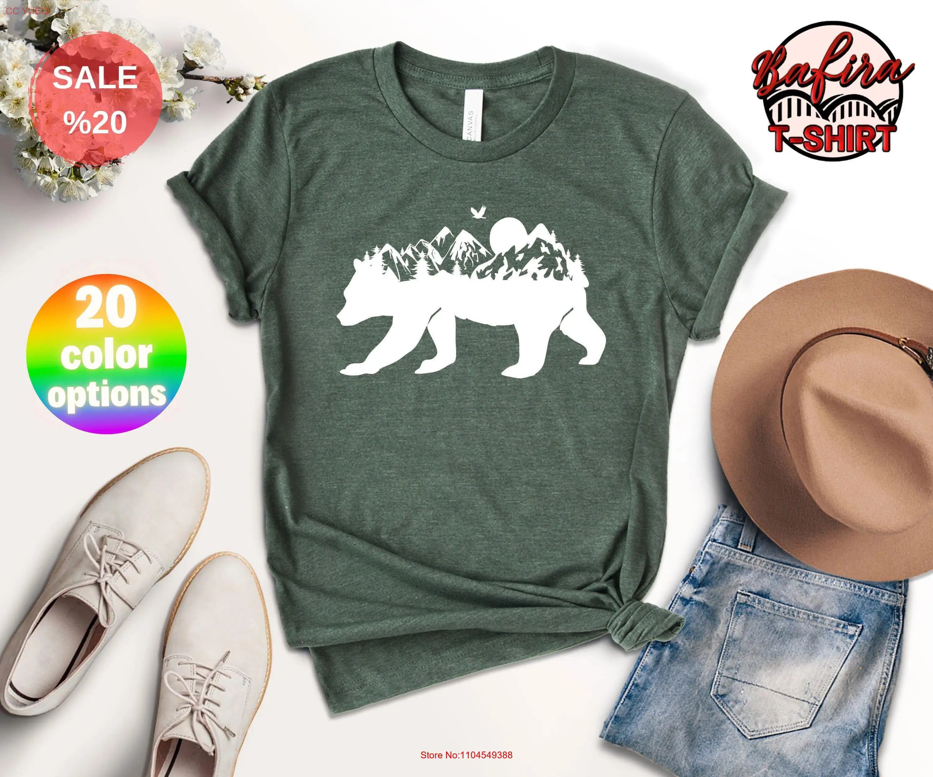 Mountain Bear T Shirt Camping Wilderness Travel For Camp Lover Cute Wanderlust Family Adventure long or short sleeves