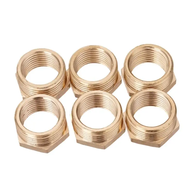 6pcs 3/4in Male Thread to 1/2inch Female Thread Pipe Fitting Reducing Nipple Replacement Brass Bushing Reducer Adapter