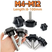 Hand Knob Screws M4 M5 M6 M8 M10 M12 Plum Bakelite Hand Tighten Screw Hexagonal Handle Thumb Screws Bolt 25#32#58# Machine Screw