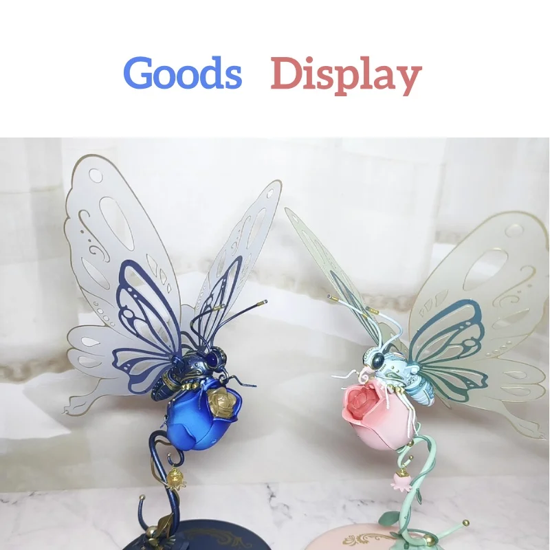 

3d Assembly Model Toy: Mechanical Pink & Blue Butterfly With Naturally Flapping Wings - Super Cool, Perfect Gift