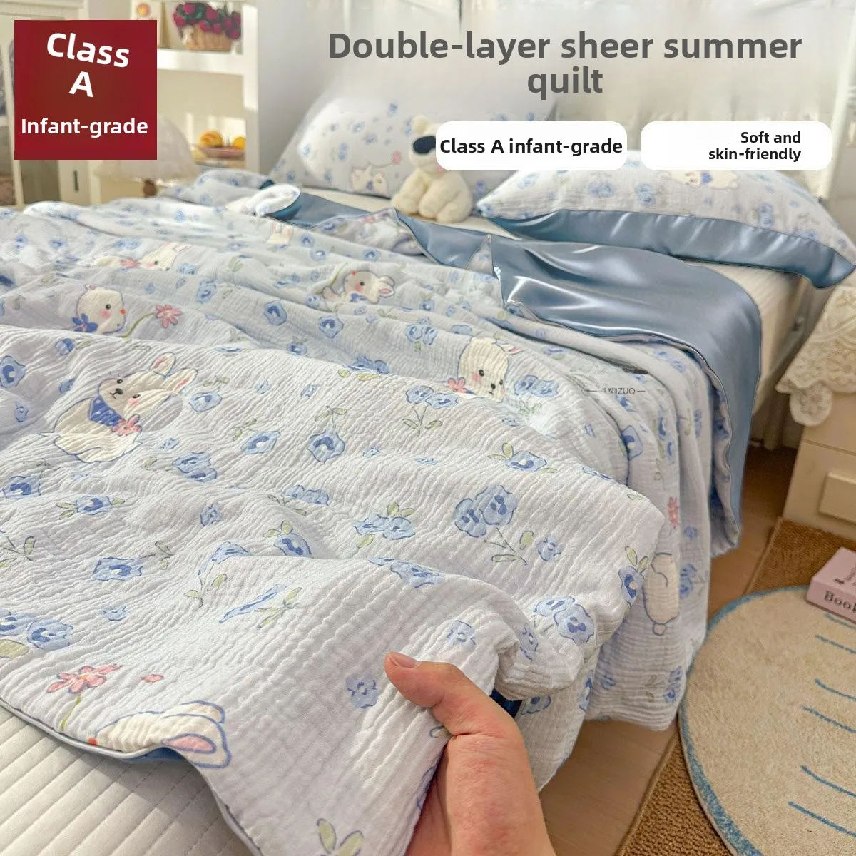 

2026 New Double Layer Cotton Summer Quilt Thin Non-Cotton Full Cotton Air Conditioner Quilt Home Dormitory Single Piece Quilt