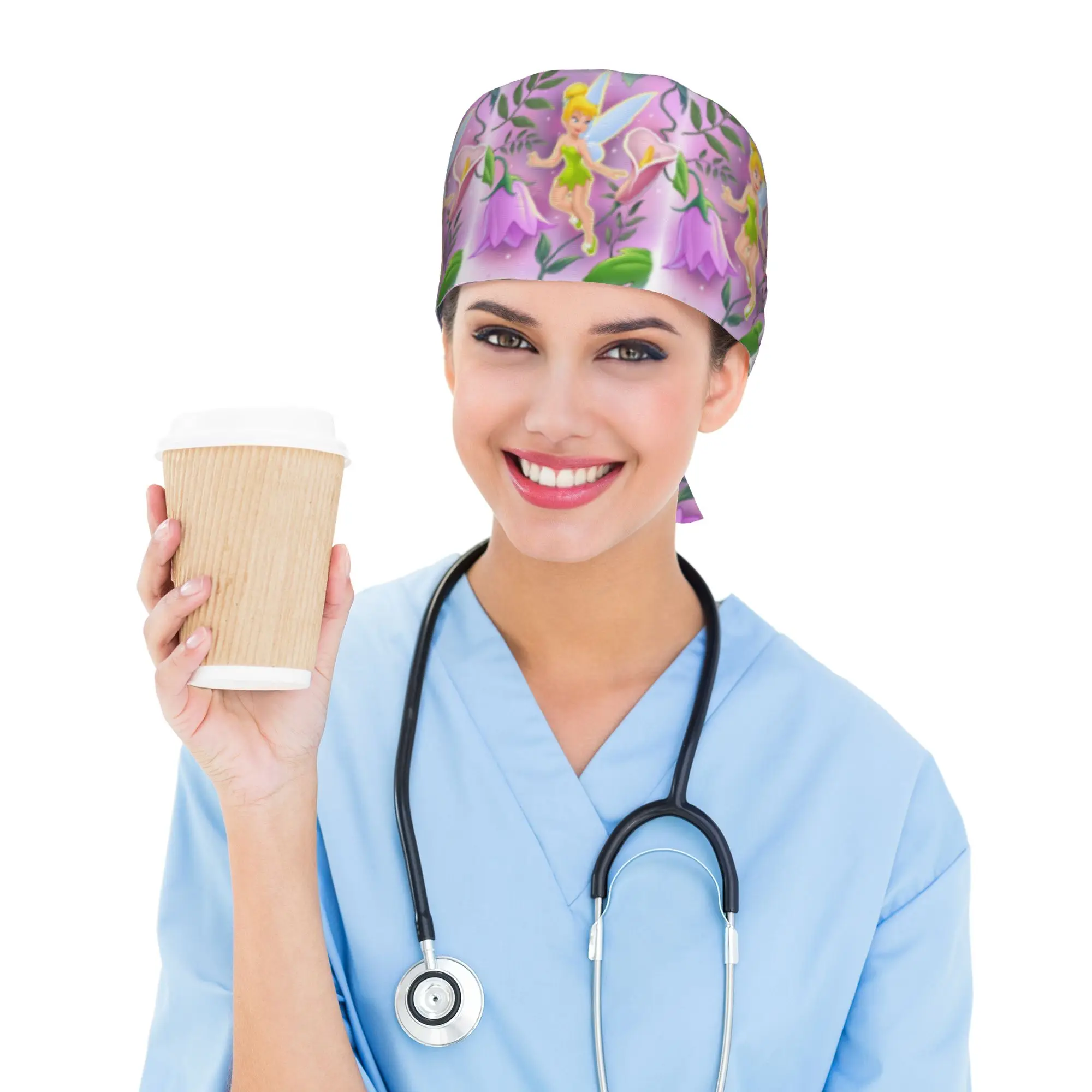 Custom T-Tinker Anime Bell Cute Cartoon Working Cap Surgical Hats Men Women  Operating Room Cap Operator Hats Lab Works Hat