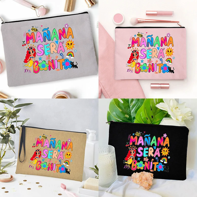 Karol G Manana Sera Bonito Canvas Makeup Bag Midnights Tracklist Graphic Cute Aesthetic Purse Gift for Fans Cosmetic Organizer