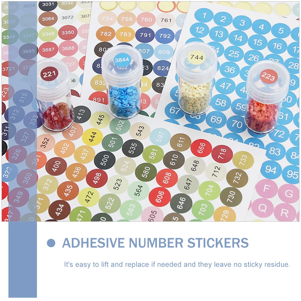 8pcs 8 Sheets Stickers Cross-Stitch Number Labels Adhesive Marking Tool Rhinestone Embroidery Storage Organizer