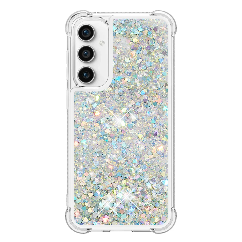 

Liquid Glitter Quicksand Phone Case for Samsung Galaxy S23 Ultra Plus FE 4 Corners Shockproof Anti-Yellow Clear TPU Cover