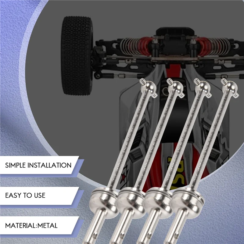 4 Stuks Metalen Aandrijfas Voor Wltoys 144001 1/14 4WD Rc Auto Voertuig Modellen Onderdelen 144001-1315 Voorwiel Aandrijfas-Y44A