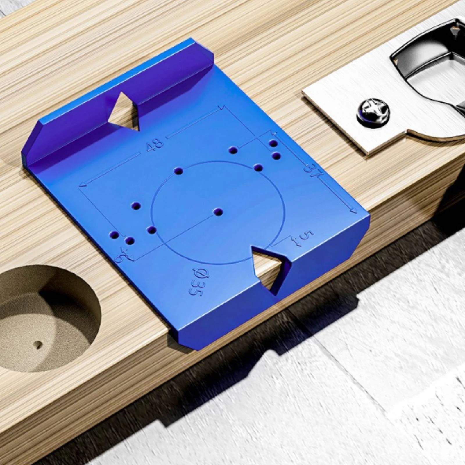 Hinge Hole Drilling Guide Precision Hinge Template Positioning Aid Compact Drilling Guide Portable for DIYers, Furniture Repair