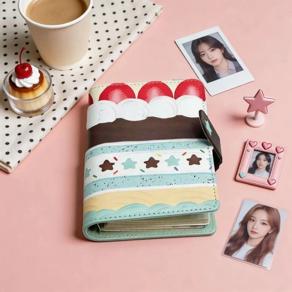 A6 Loose Leaf Binder PU Loose Leaf Design Photo Collect Book Cake Pattern Magnetic Buckle DIY Planner Cover