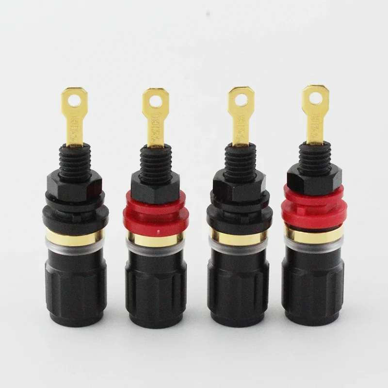 eizz-24k金メッキ赤銅スピーカーampバインディングポストhifiバナナジャックコネクターターミナルソケットパネルシャーシマウント