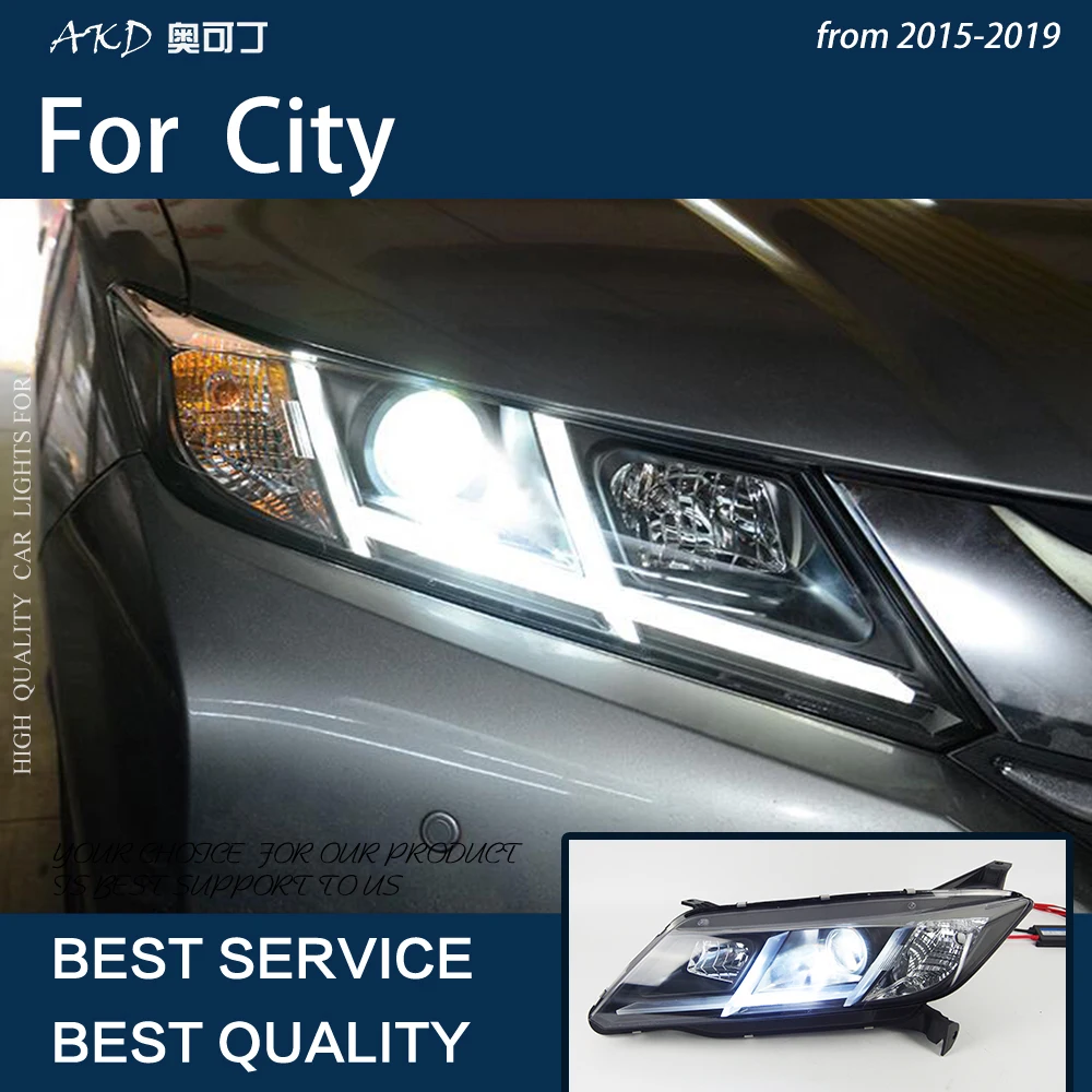 

Car Lights for City 2015-2019 LED Auto Headlight Assembly Upgrade Highlight Blink Signal Lamp Bifocal Xenon Tool Accessories