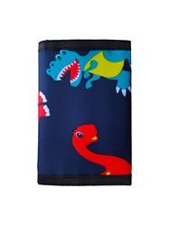 Dinosaur Dino Kids Wallet for Boys, Little Boys Wallet for Kids w/Magic Sticker, Play Toddler Wallet for Boy w/Coin Pocket