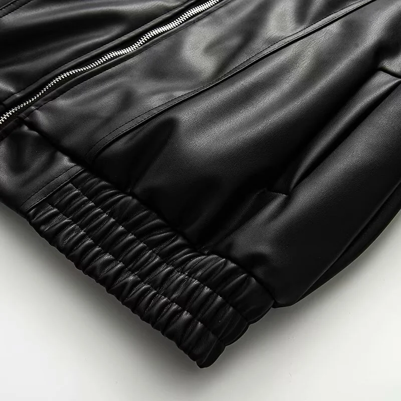 เสื้อแจ็คเก็ตหนังผู้หญิง KEYANKETIAN รุ่นใหม่ประจำฤดูใบไม้ร่วงและฤดูหนาว  ปกเสื้อแบบปกเชิ้ต  ติดซิป  แขนยาว  ประดับโบว์