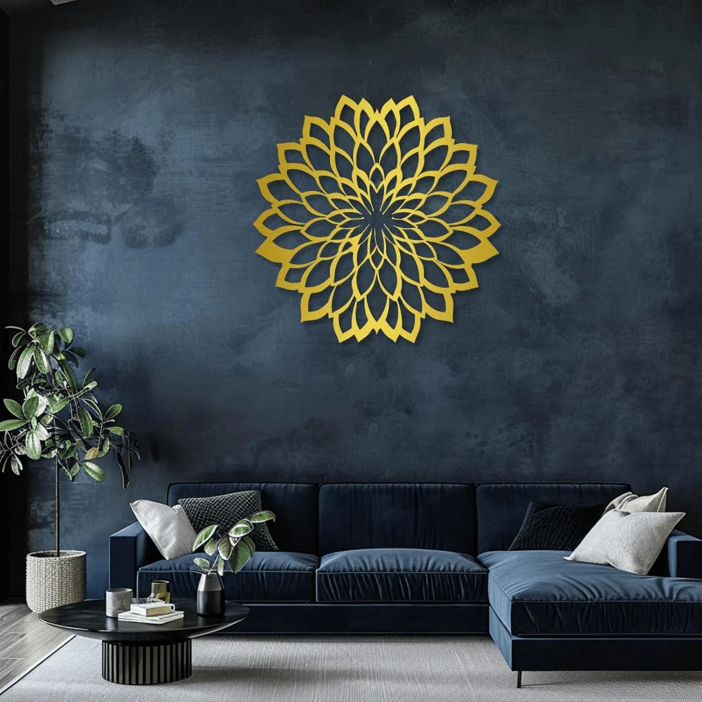 CIFBUY Iron Wall Art Golden Mandala Metal Waterproof Sculpture For Home Living Room Hanging Decor Gift