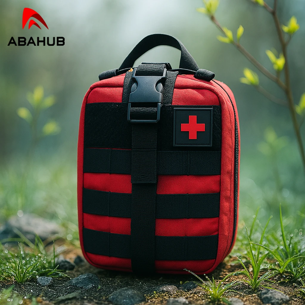 Red & Black First Aid Kit with Tourniquet, EMT IFAK Supplies, Portable Emergency Survival Backpack for Camping & Hiking - view 4