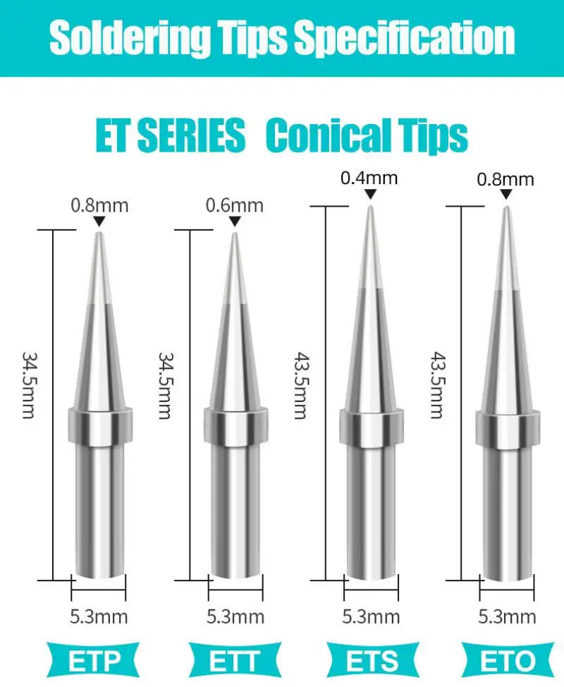 Weller ET Tip For Soldering Iron Copper Lead-free Heating For Soldering Station Handle WE1010 PES51 PCB SMD Repair Tool