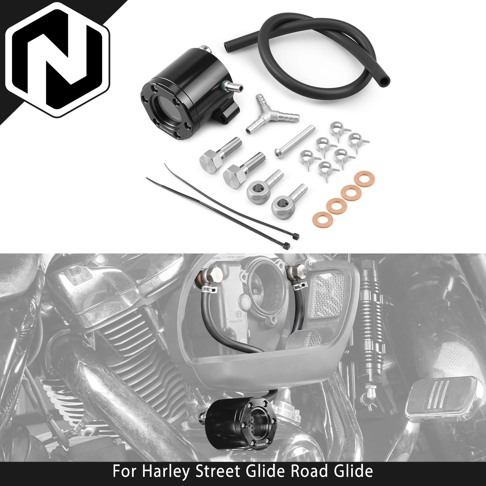 

For Harley Touring 2017–2023 Softail 2018–2024 External Breather Kit Street Glide Road Glide CVO Road King Electra Glide Fat Bob