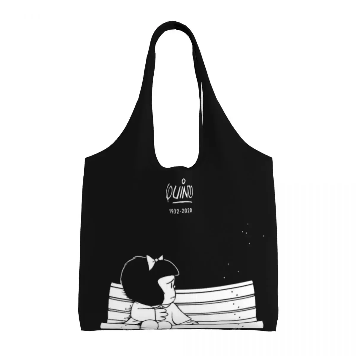 

Custom Mafalda Quino Tribute Design Shopping Bag Canvas Shoulder Tote Bag Portable Argentina Manga Grocery Shopper Bag Handbag