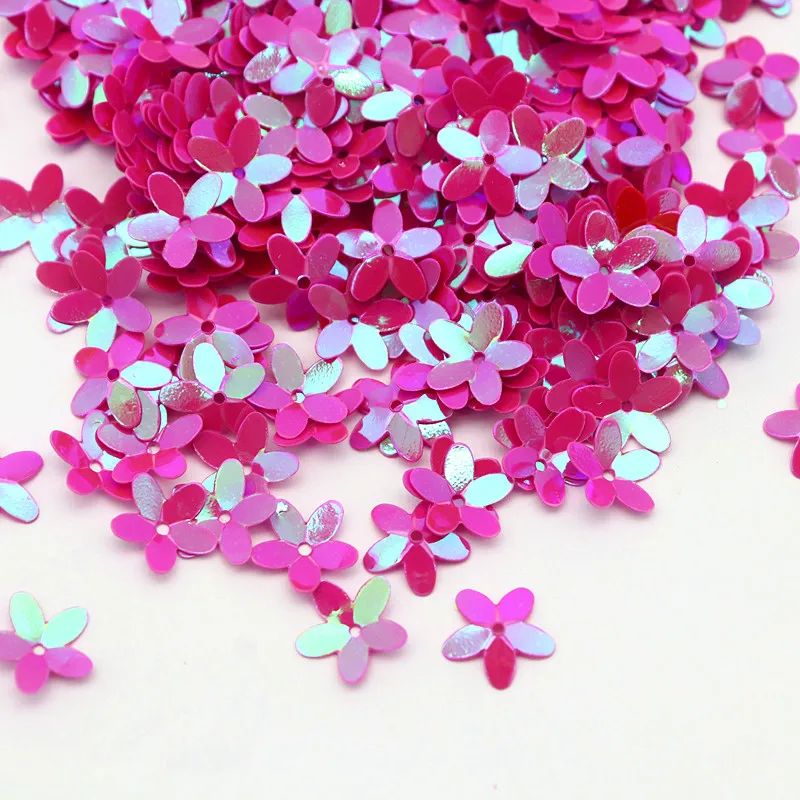 10mm 10g AB Mixed Color Five-finger Flower-shaped PVC Sequins for Sewing Clothing Scrapbook Home Decoration Accessories Crafts