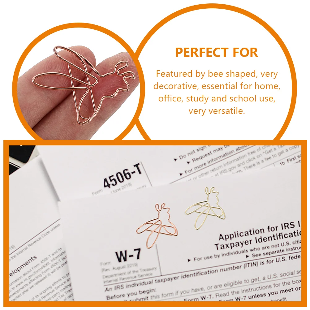 24 Stück Büroklammern für Akten und Dokumente, Bienenform, Büroklammern aus Metall, kleine Büroklammern, Aktenklammern