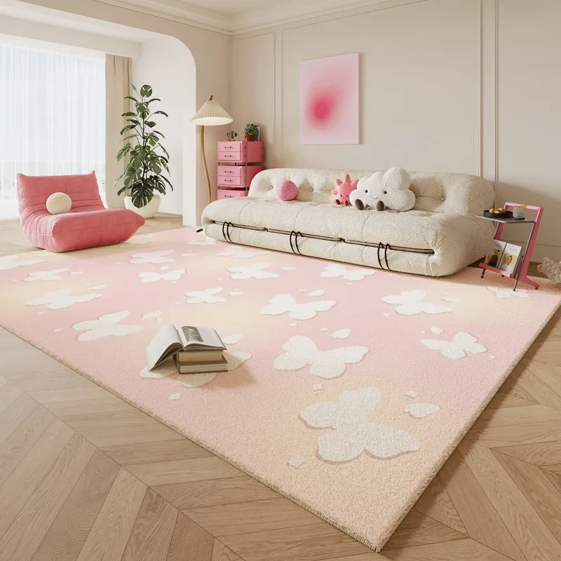 Large Area Rugs Living Room Decoration Pink Carpet Ins Style Children's Bedroom Bedside Floor Mats Cartoon Soft Plush Rug 거실카페트