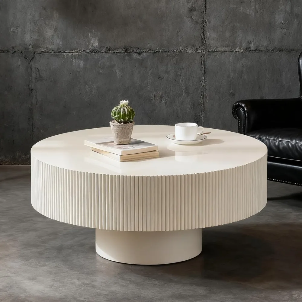 

Round Coffee Table for Living Room Round Fluted Drum Coffee Table Modern White Fluted Drum Coffee Tables for Living Room (B Ivor