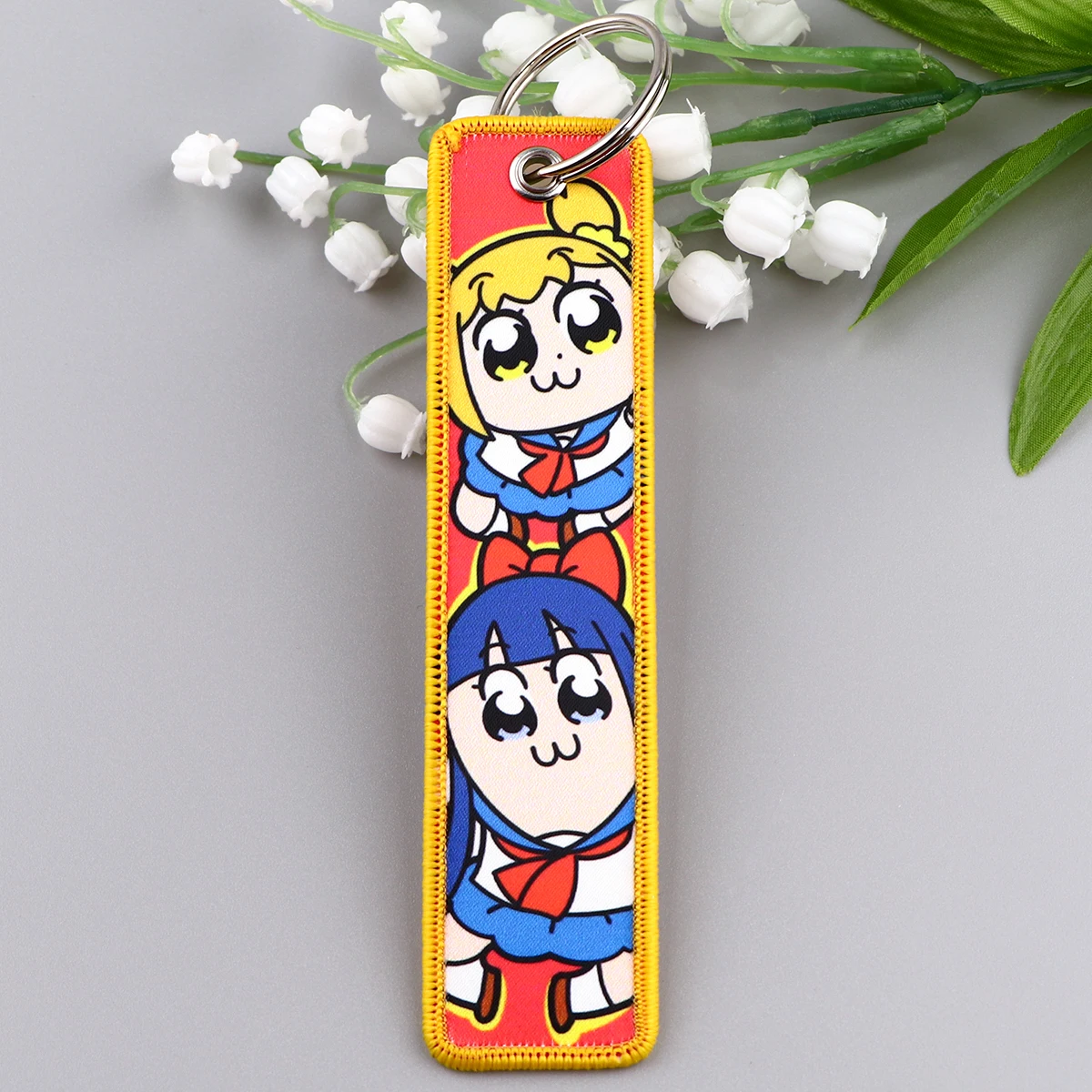 

1PCS Cute Animation Embroidery Key Fobs Holder Key Ring Keychain for Motorcycles Cars Pendant Accessories Gifts