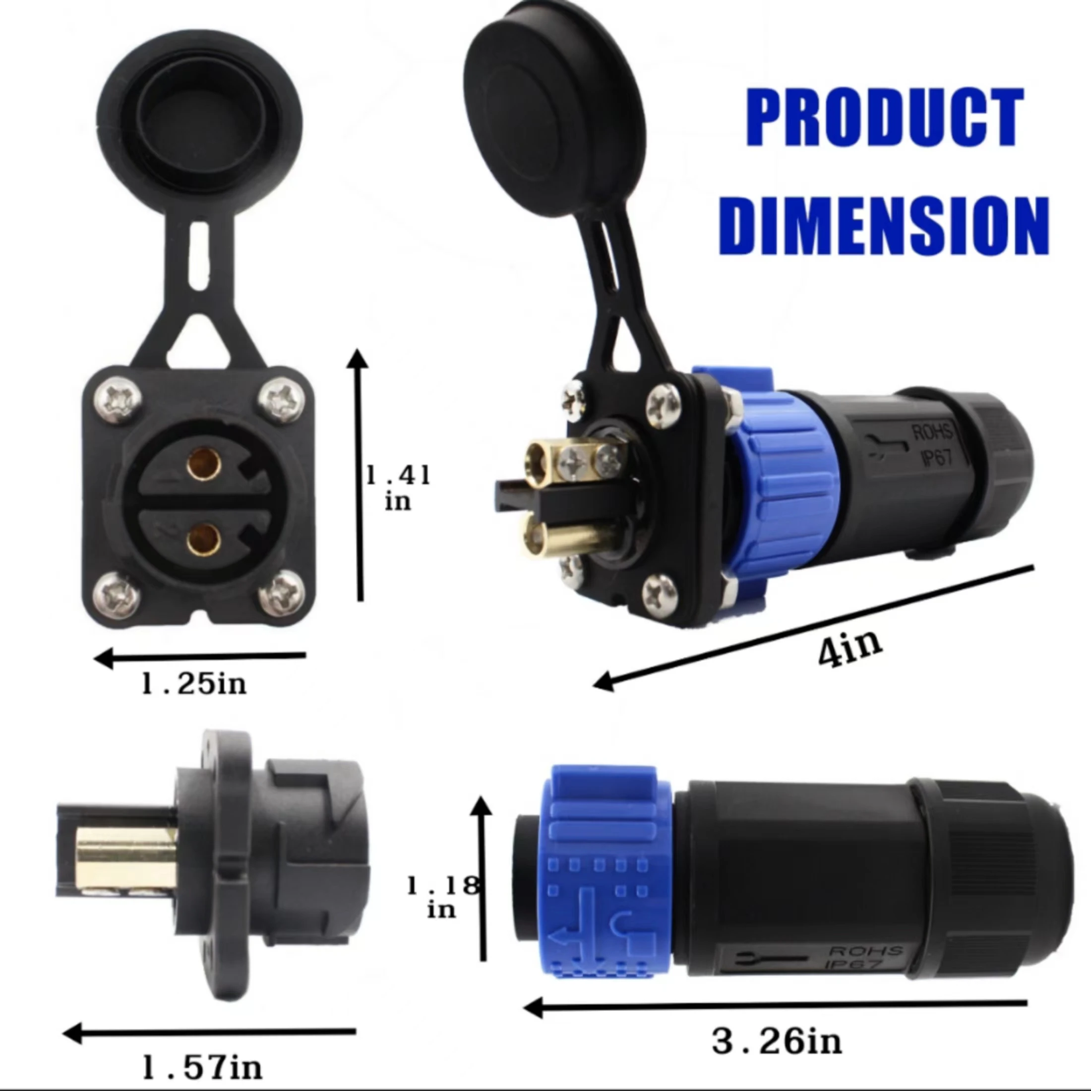 Trolling Motor Plug Receptacle Set,12V 24V 36V 48V Trolling Motor Plug,Waterproof Marine Boat DC Power Connector