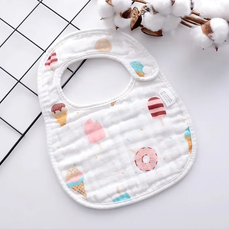 8-Layers Baby Bibs Gauze U-shaped Bib Cotton Print Saliva Towel Food Grade Organic Cotton Washable Baby Feeding Thickened Bib