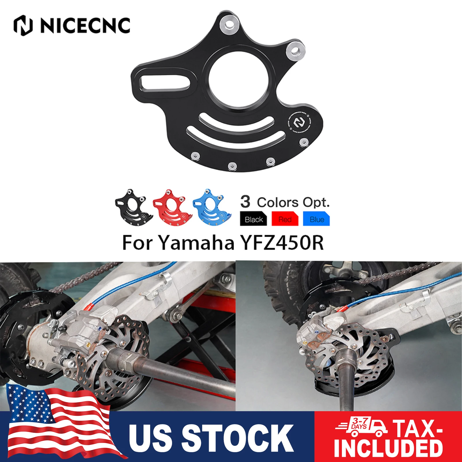 

NiceCNC 11 мм толстый тормозной суппорт, защита ротора диска для Yamaha YFZ450R 2009-2023 YFZ450X 2010-2011, технология с ЧПУ из алюминиевого сплава