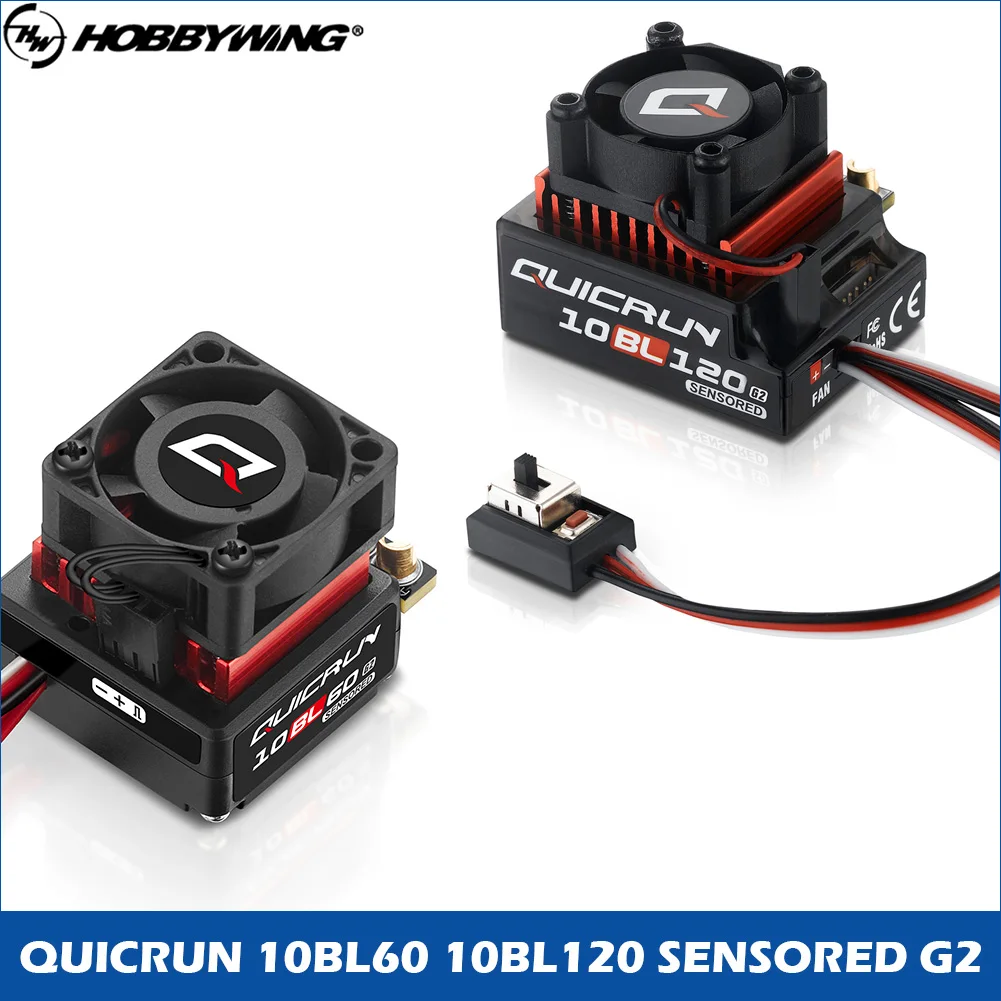 

Hobbywing QUICRUN Sensored 10BL120 G2 120A /10BL60 60A 2-3S Lipo Brushless ESC For 1/10 RC Racing Car